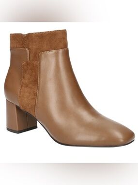 Bella Vita Medley Bootie cognac SZ 8, 2" block heel, cushioned sole, zipper
